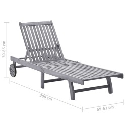 Chaise longue de jardin avec coussin Gris Bois d'acacia solide 550342550342