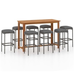Ensemble de bar de jardin avec coussins 9 pcs Gris 550350550350