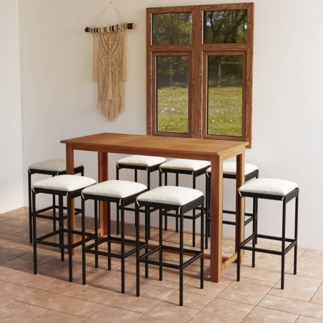 Ensemble de bar de jardin avec coussins 9 pcs Noir 550351550351