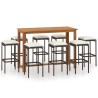 Ensemble de bar de jardin avec coussins 9 pcs Noir 550352550352
