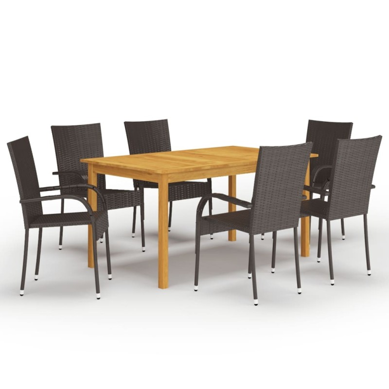 Ensemble à manger de jardin 7 pcs Marron 550357550357