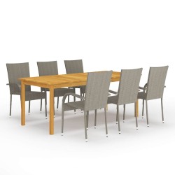 Ensemble à manger de jardin 7 pcs Gris 550373550373