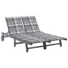 Chaise longue de jardin 2 places avec coussin Gris Acacia 550376550376