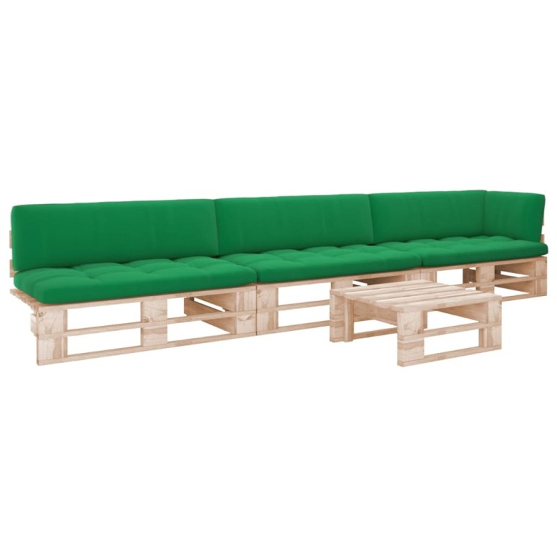 Salon de jardin palette 4pcs avec coussins Bois de pin imprégné 550408550408