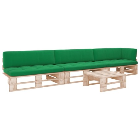 Salon de jardin palette 4pcs avec coussins Bois de pin imprégné 550408550408