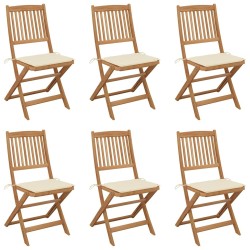Chaises pliables de jardin lot de 6 avec coussins Bois d'acacia 550414550414