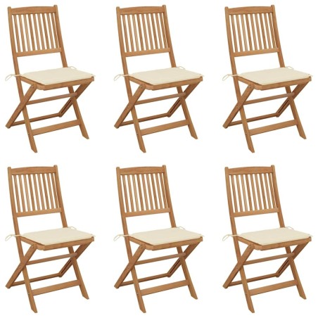 Chaises pliables de jardin lot de 6 avec coussins Bois d'acacia 550414550414