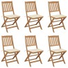 Chaises pliables de jardin lot de 6 avec coussins Bois d'acacia 550414550414