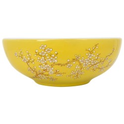 Vasque à poser blanc et jaune rond Φ41x14 cm céramique 550440550440