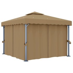 Tonnelle avec rideau 3x3 m Taupe Aluminium 550450550450