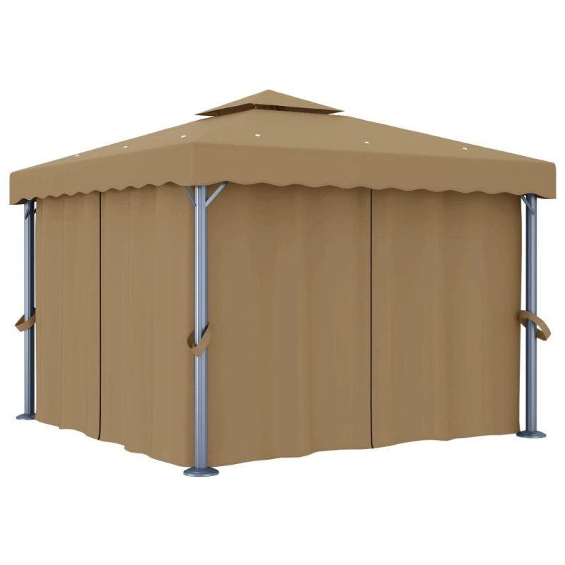 Tonnelle avec rideau 3x3 m Taupe Aluminium 550450550450