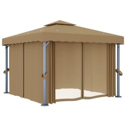 Tonnelle avec rideau 3x3 m Taupe Aluminium 550450550450