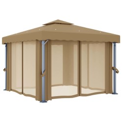 Tonnelle avec rideau 3x3 m Taupe Aluminium 550450550450