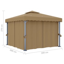 Tonnelle avec rideau 3x3 m Taupe Aluminium 550450550450