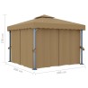 Tonnelle avec rideau 3x3 m Taupe Aluminium 550450550450