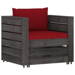 Salon de jardin 2 pcs avec coussins Bois imprégné de gris 550452550452