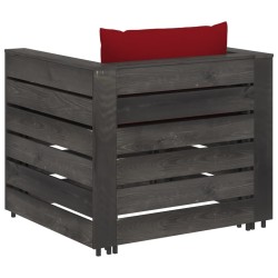 Salon de jardin 2 pcs avec coussins Bois imprégné de gris 550452550452