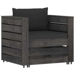 Salon de jardin 2 pcs avec coussins Bois imprégné de gris 550454550454