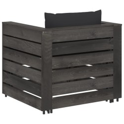 Salon de jardin 2 pcs avec coussins Bois imprégné de gris 550454550454