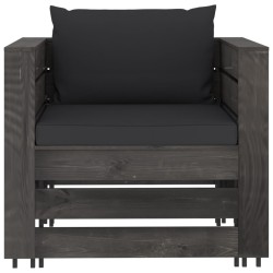 Salon de jardin 2 pcs avec coussins Bois imprégné de gris 550454550454