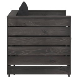 Salon de jardin 2 pcs avec coussins Bois imprégné de gris 550454550454