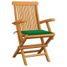 Chaises de jardin avec coussins vert lot de 3 Bois teck massif 550471550471