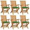 Chaises de jardin avec coussins vert lot de 6 Bois teck massif 550477550477