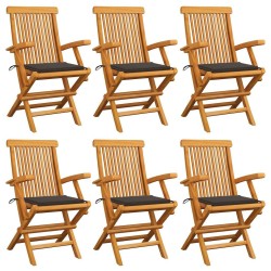 Chaises de jardin avec coussins taupe lot de 6 Bois teck massif 550480550480