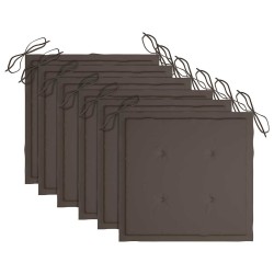Chaises de jardin avec coussins taupe lot de 6 Bois teck massif 550480550480