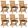 Chaises de jardin avec coussins noir lot de 6 Bois teck massif 550481550481
