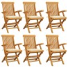 Chaises de jardin avec coussins crème lot de 6 Bois teck massif 550485550485