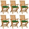 Chaises de jardin avec coussins vert lot de 6 Bois teck massif 550491550491