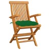 Chaises de jardin avec coussins vert lot de 6 Bois teck massif 550491550491