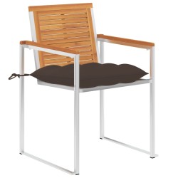 Chaises de jardin avec coussins lot de 2 Acacia solide et acier 550494550494