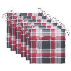 Chaises de jardin et coussins à carreaux rouge lot de 6 Teck 550496550496
