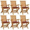 Chaises de jardin coussins rouge bordeaux lot de 6 Teck massif 550497550497