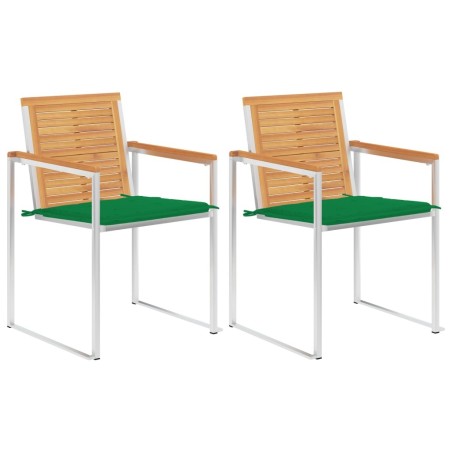 Chaises de jardin avec coussins lot de 2 Teck solide et acier 550498550498
