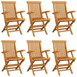 Chaises de jardin avec coussins anthracite lot de 6 Bois teck 550501550501