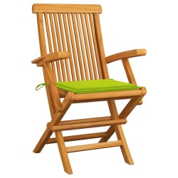 Chaises de jardin avec coussins vert vif lot de 6 Bois teck 550507550507