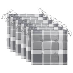 Chaises de jardin coussins à carreaux gris lot de 6 Teck massif 550508550508