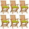 Chaises de jardin avec coussins vert vif lot de 6 Bois teck 550510550510