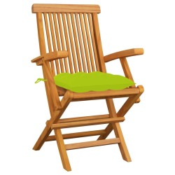 Chaises de jardin avec coussins vert vif lot de 6 Bois teck 550510550510