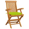 Chaises de jardin avec coussins vert vif lot de 6 Bois teck 550510550510