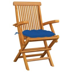 Chaises de jardin avec coussins bleu lot de 6 Bois teck massif 550513550513