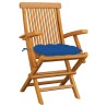 Chaises de jardin avec coussins bleu lot de 6 Bois teck massif 550513550513
