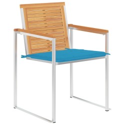 Chaises de jardin avec coussins lot de 2 Teck solide et acier 550515550515