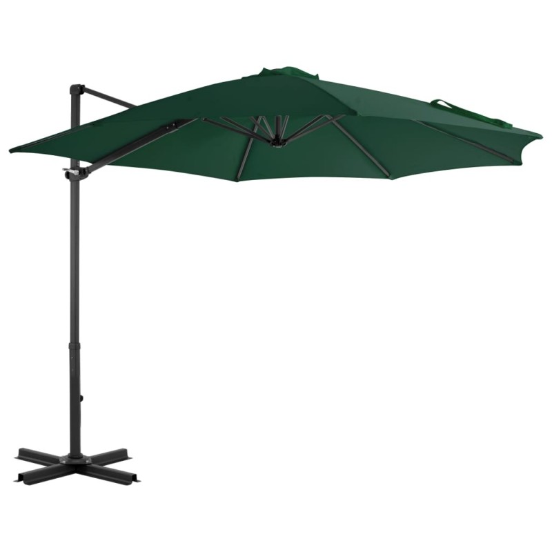 Parasol de jardin en porte-à-faux et poteau en aluminium vert 550523550523
