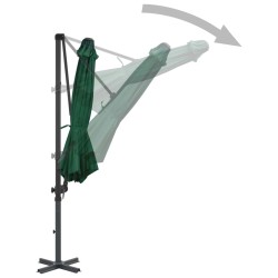 Parasol de jardin en porte-à-faux et poteau en aluminium vert 550523550523