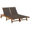 Chaise longue de jardin 2 places avec coussins Acacia solide 550529550529