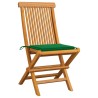 Chaises de jardin et coussins vert lot de 4 Bois de teck massif 550542550542